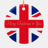 チャールズ3世のイギリス国旗のクリスマスグリーティング セラミックオーナメント (裏面)