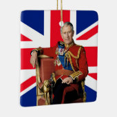 チャールズ3世のイギリス国旗のクリスマスグリーティング セラミックオーナメント (右)