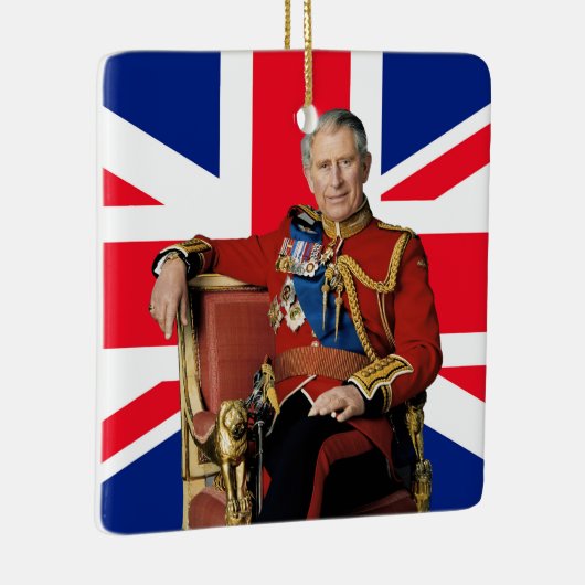 チャールズ3世のイギリス国旗のクリスマスグリーティング セラミックオーナメント (右)
