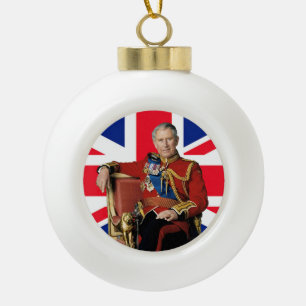 チャールズ3世のイギリス国旗のクリスマスグリーティング セラミックボールオーナメント