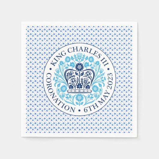 チャールズ3世の戴冠式紋章 スタンダードカクテルナプキン (正面)