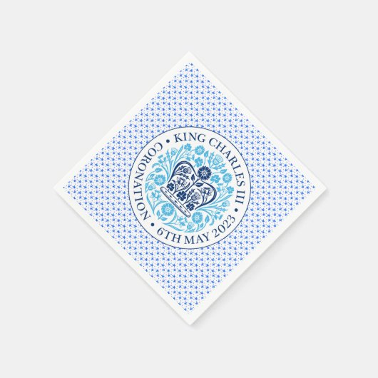 チャールズ3世の戴冠式紋章 スタンダードカクテルナプキン (角)