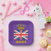 チャールズ3世の戴冠式2023英国の王冠 ペーパープレート (パーティー)