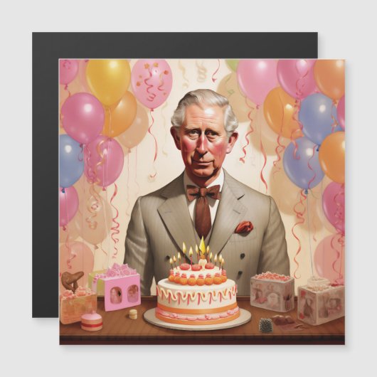チャールズ3世の誕生日パーティー マグネット招待状 (正面/裏面)