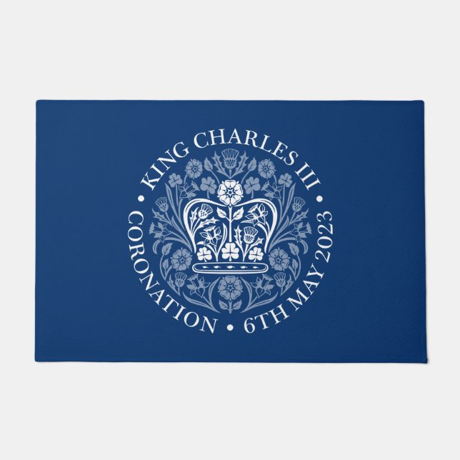 チャールズ3世コロネーションエンブレム王室の記念 ドアマット (正面)