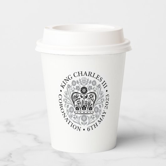 チャールズ3世コロネーションエンブレム王室の記念 紙コップ (裏面)
