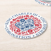 チャールズ3世コロネーションエンブレム ラウンドペーパーコースター (アングル)