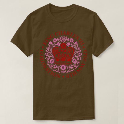 チャールズ3世コロネーションピンク Tシャツ (デザイン正面)