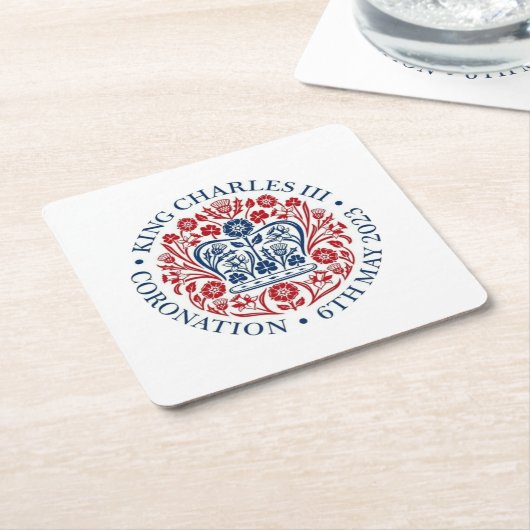 チャールズ3世コロネーションロゴ記念 スクエアペーパーコースター (アングル)