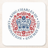 チャールズ3世コロネーションロゴ記念 スクエアペーパーコースター (正面)
