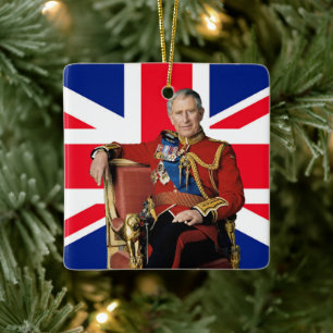チャールズ3世 キング 英国旗 クリスマス 挨拶 セラミックオーナメント