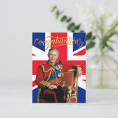 チャールズ3世 国王 イギリス国旗 おめでとう ポストカード (スタンド正面)