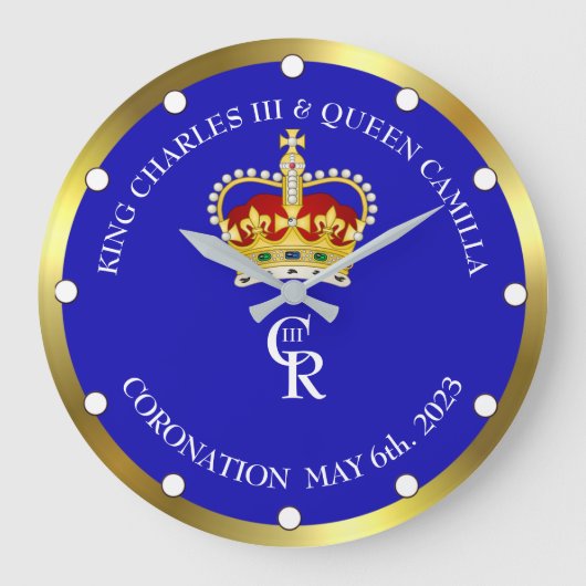 チャールズ3世・女王カミラ時計 ラージ壁時計 (正面)