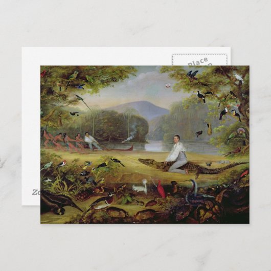 チャールズ・ウォータートンがケイマンを捕獲， 1825-26 ポストカード (正面/裏面)