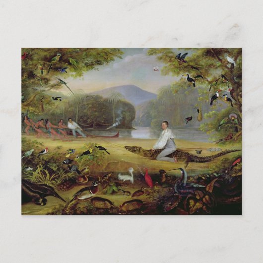 チャールズ・ウォータートンがケイマンを捕獲, 1825-26 ポストカード (正面)