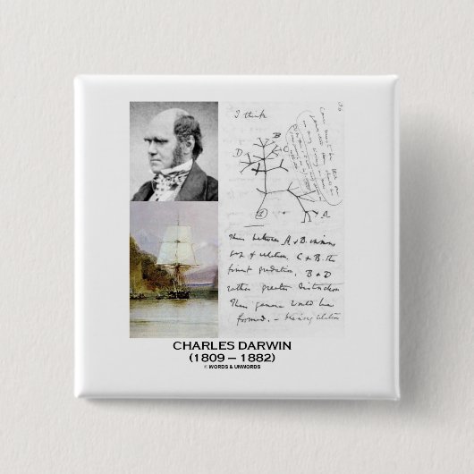 チャールズ・ダーウィン(ダーウィンHMSのビーグル犬Phylogenetics) 缶バッジ (正面)
