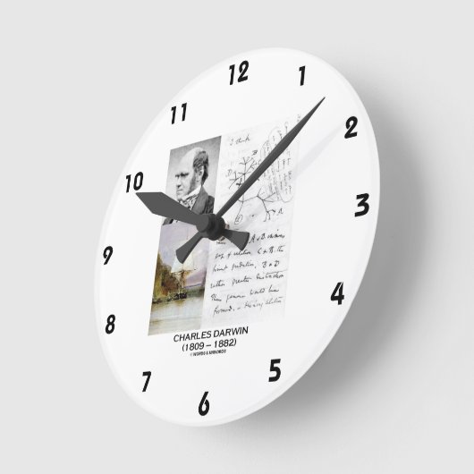 チャールズ・ダーウィン(ダーウィンHMSベーグル植物遺伝学) ラウンド壁時計 (傾斜)