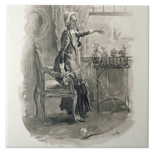 「チャールズ・ディケンズからのBetsy Trotwood夫人、: Gossi タイル (正面)