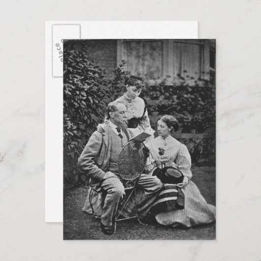 チャールズ・ディケンズと二人の娘 ポストカード (正面/裏面)