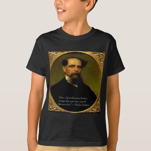 チャールズ・ディケンズと心に響く名言 Tシャツ (正面)