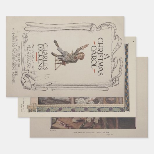 チャールズ・ディケンズのクリスマスキャロル1914 ラッピングペーパーシート (セット)