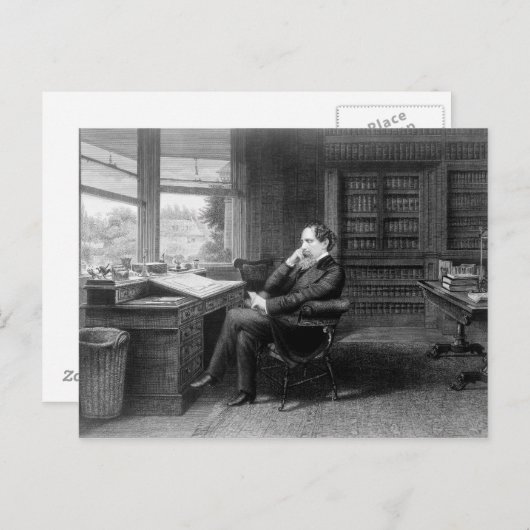 チャールズ・ディケンズの書斎で ポストカード (正面/裏面)