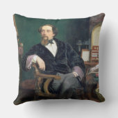 チャールズ・ディケンズ(キャンバスの油)のポートレート クッション (裏面)