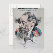 チャールズ・ディケンズ、英仏海峡にまたがる ポストカード (正面/裏面)