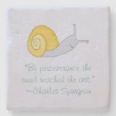 チャールズ・ハッドン・スポルジョンのかたつむりのPerseverenceの引用文 ストーンコースター (正面)