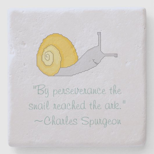 チャールズ・ハッドン・スポルジョンのかたつむりのPerseverenceの引用文 ストーンコースター (正面)