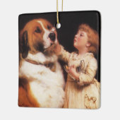 チャールズ・バートン・バーバーによるセントバーナード犬の絵「信頼」 セラミックオーナメント (左)