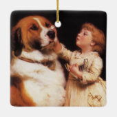チャールズ・バートン・バーバーによるセントバーナード犬の絵「信頼」 セラミックオーナメント (裏面)