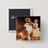 チャールズ・バートン・バーバーによるセントバーナード犬の絵「信頼」 缶バッジ (正面&裏面)