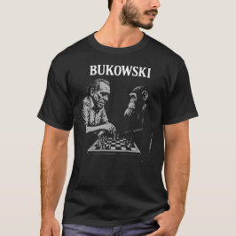 チャールズ・ブコウスキーが猿とチェスをする Tシャツ