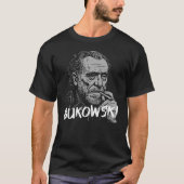 チャールズ・ブコウスキーの肖像と煙草 Tシャツ (正面)