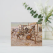 チャールズ・マリオン・ラッセルによる「ノックもせずに」 ポストカード (スタンド正面)