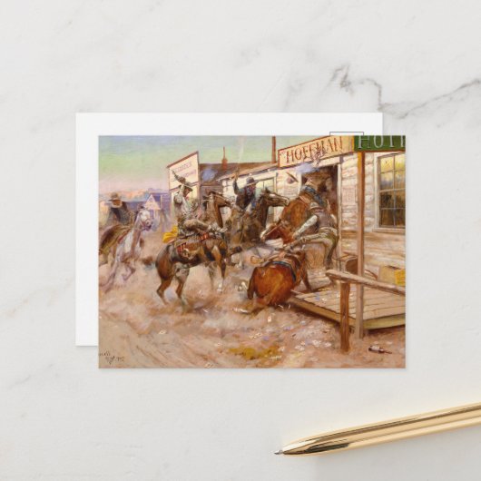 チャールズ・マリオン・ラッセルにノックすることなく シーズンポストカード (正面/裏面インサイチュ)