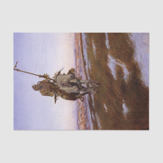 チャールズ・ラッセルの「クリーインディアン」カウボーイアート 薄葉紙 (正面)