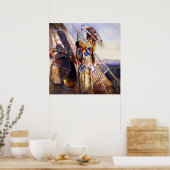 チャールズ・ラッセル著「モンタナで礼拝する太陽」 ポスター (キッチン)