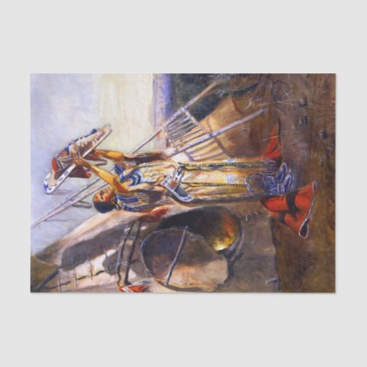 チャールズ・ラッセル著「モンタナで礼拝する太陽」 薄葉紙 (正面)