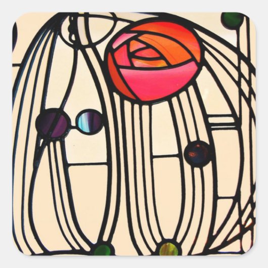 チャールズ・レニー・マッキントッシュのステンドグラス スクエアシール (正面)