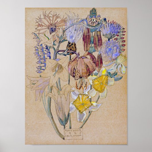チャールズ・レンニー・マッキントシュ – モンルイ – フラワー ポスター (正面)