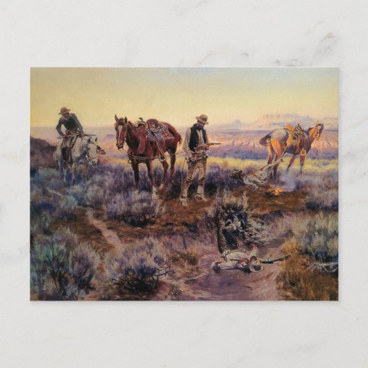 チャールズ・M・ラッセルがバイオリン弾きを払う(1919年) ポストカード (正面)