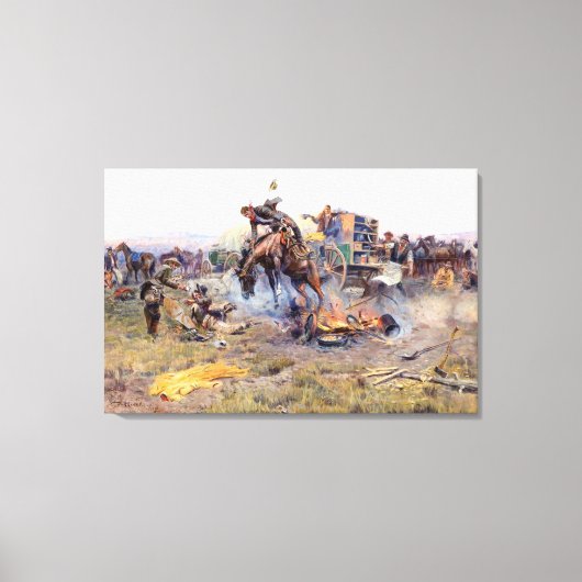 チャールズ・M・ラッセルによるキャンプ調理師のトラブル キャンバスプリント (正面)