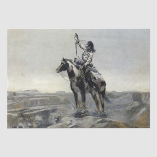 チャールズ・M・ラッセルによる西部絵画「戦争」 薄葉紙 (正面)