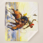 チャールズ・M・ラッセルによる「バッカー」の西洋美術 シェルパブランケット (正面)