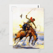 チャールズ・M・ラッセルによる「バッカー」の西洋美術 ポストカード (正面/裏面)