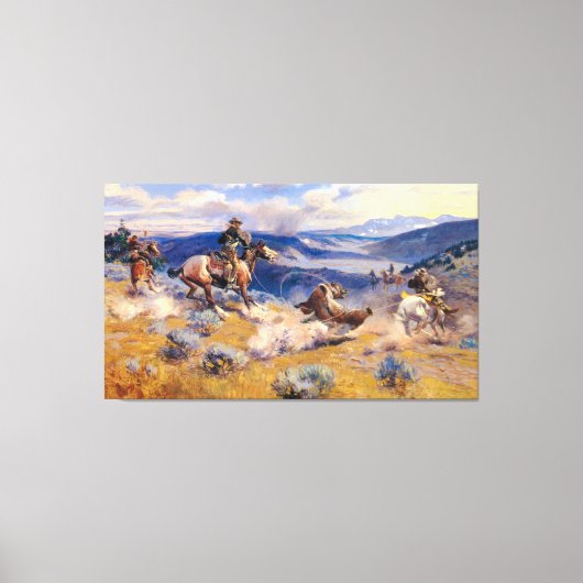 チャールズ・M・ラッセルのループとスウィフトの馬（1916年） キャンバスプリント (正面)