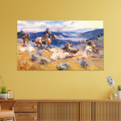 チャールズ・M・ラッセルのループとスウィフトの馬(1916年) キャンバスプリント (インサイチュ (リビング))