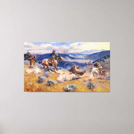 チャールズ・M・ラッセルのループとスウィフトの馬(1916年) キャンバスプリント (正面)